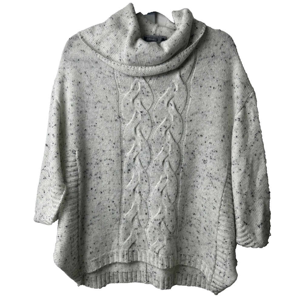 Anthropologie XS Simona Cowl Cable Knit Dolman Speckled Sweater Lagenlook E12